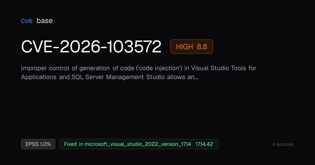 CVE-2026-103572 — Code Injection in Microsoft | cvebase